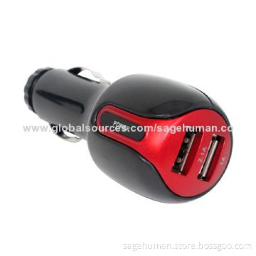 In-car Charger for iPod/iPhone/iPad with Dual-port to Charge, 12 to 24V Input Voltage